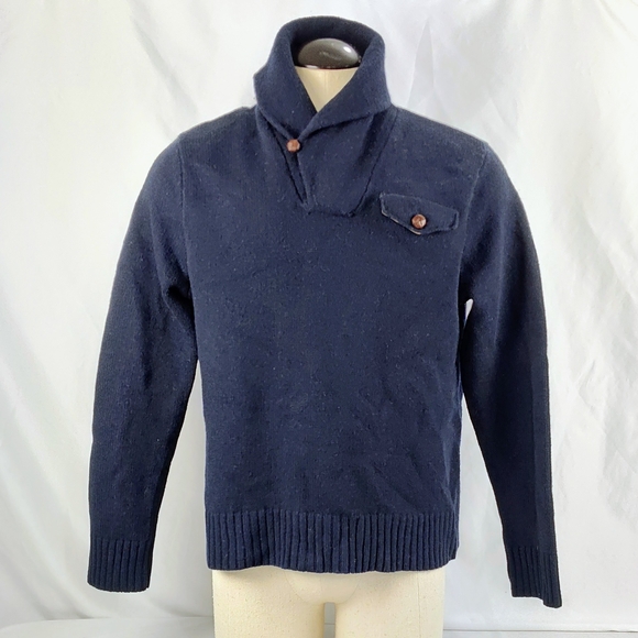 Rugby Ralph Lauren Men's Dark Blue Turtleneck Wool Sweater